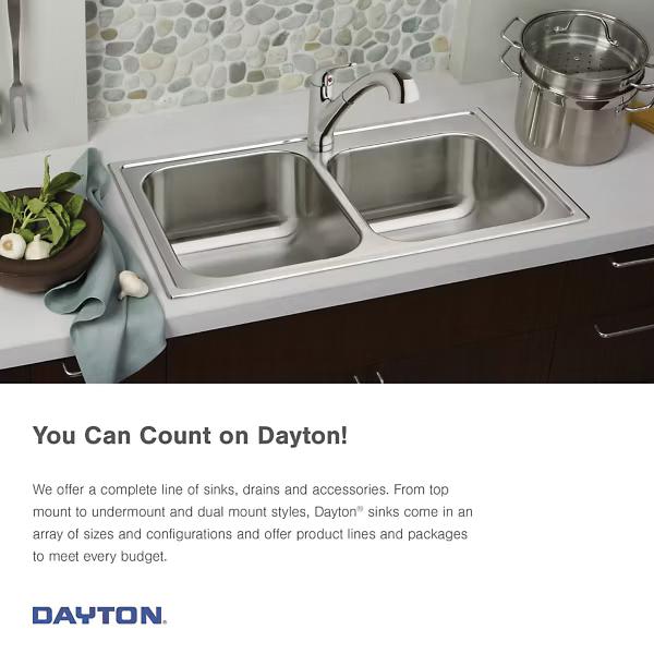 Elkay® Dayton® DCFU1318 Kitchen Sink, Stainless Steel, Soft Satin, Domestic thumbnail 3