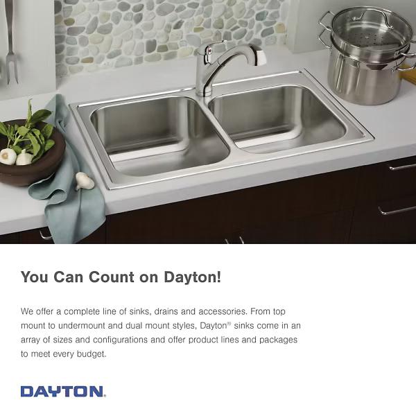 Elkay® Dayton® DCFU2416 Kitchen Sink, Stainless Steel, Soft Satin, Domestic thumbnail 2