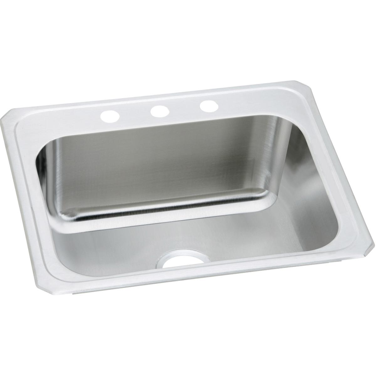 Elkay&reg; Pursuit DCR2522103 Sink, Rectangular, 3 -Hole, Stainless Steel, Brushed Satin, Domestic