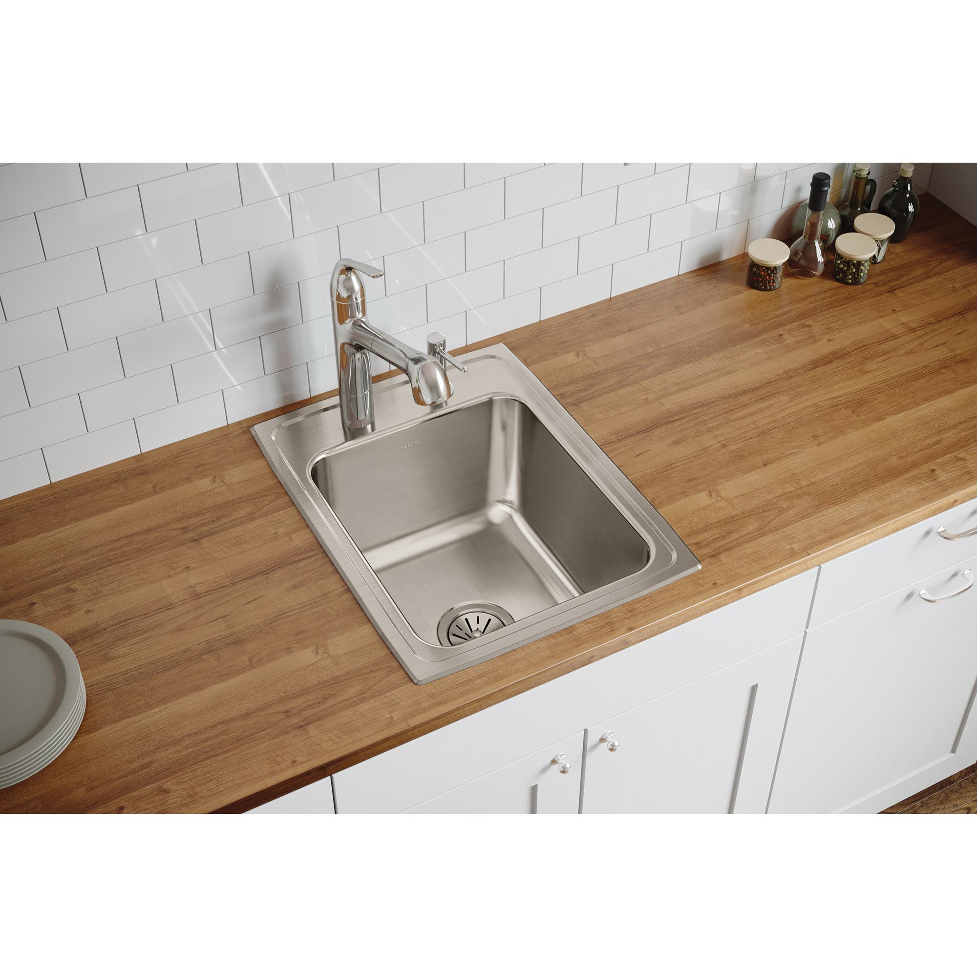 Elkay® Lustertone™ Classic DLR1722103 Sink, Rectangular, 3 -Hole, Stainless Steel, Lustrous Satin, Domestic thumbnail 3