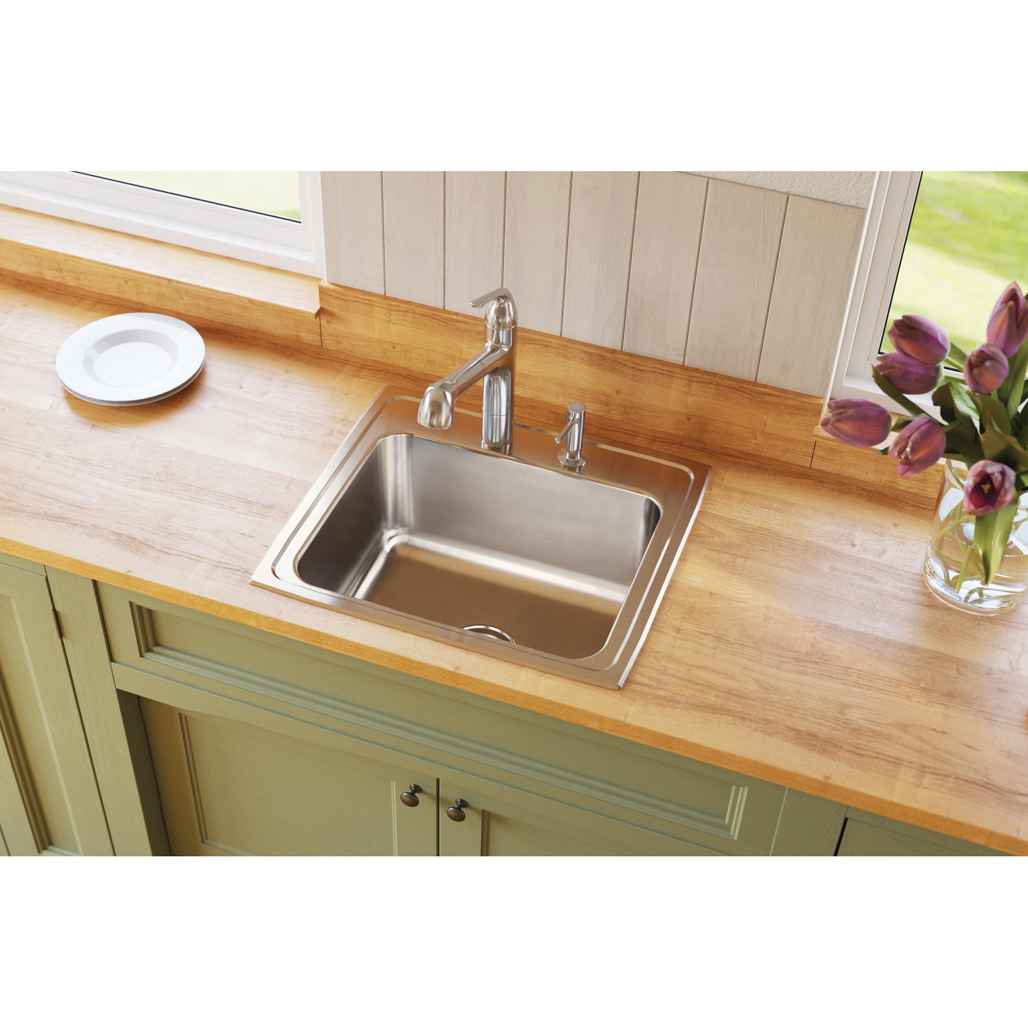 Elkay® Lustertone™ Classic DLR2219103 Sink, Rectangular, 3 -Hole, Stainless Steel, Lustrous Satin, Domestic thumbnail 3