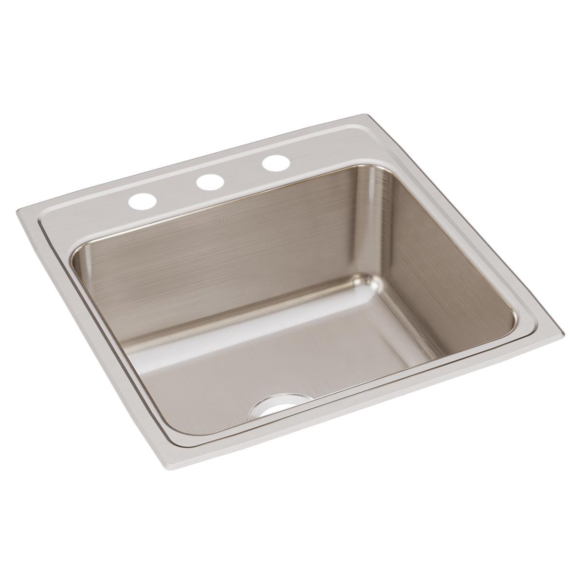 Elkay® Lustertone® Classic DLR2222103 Kitchen Sink, Rectangular, 3 -Hole, Stainless Steel, Lustrous Satin, Domestic thumbnail 2