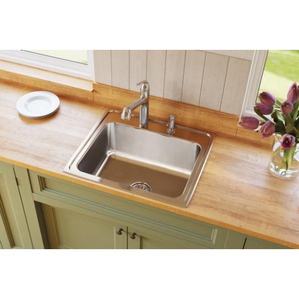 Elkay® Lustertone™ Classic DLR2522103 Single Bowl Sink, 3 -Hole, 304 Stainless Steel, Lustrous Satin, Domestic thumbnail 3