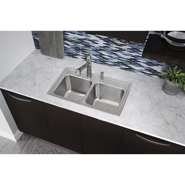 Elkay® Lustertone Classic DLR2918104 Kitchen Sink, 4 -Hole, Stainless Steel, Lustrous Satin, Domestic thumbnail 2