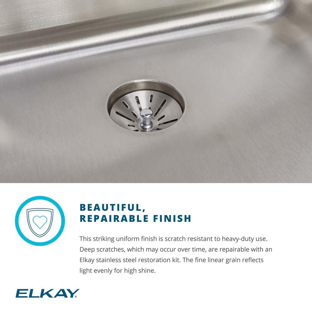 Elkay® Lustertone™ Classic ELUH241610PD Under-Mount Sink, Rectangular, 304 Stainless Steel, Lustrous Satin, Domestic thumbnail 2
