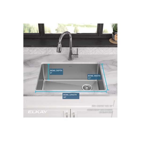Elkay® Crosstown® ECTRU24179RT Kitchen Sink, Rectangular, 304 Stainless Steel, Polished Satin, Import thumbnail 4