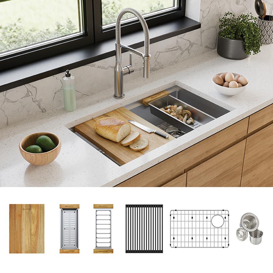 Elkay® Crosstown® ECTRU30169RTWC Kitchen Sink, Rectangular, 304 Stainless Steel, Polished Satin, Import thumbnail 3