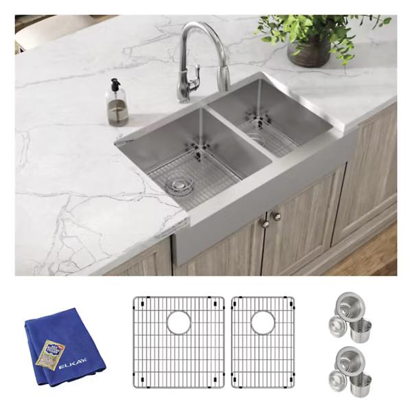 Elkay® Crosstown® ECTRUF32179RC Kitchen Sink Kit, Stainless Steel, Polished Satin, Import thumbnail 4