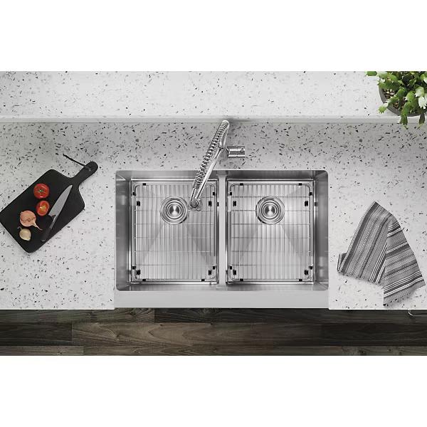 Elkay® Crosstown® ECTRUFA32179C Kitchen Sink Kit With Aqua Divide, Stainless Steel, Polished Satin, Import