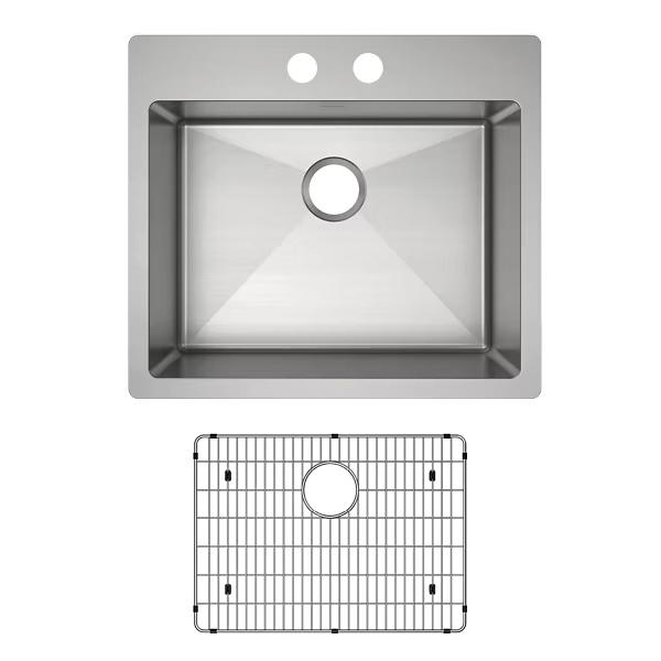 Elkay® Crosstown® ECTSR25229TBG2 Dual-Mount Kitchen Sink Kit, 2 -Hole, Stainless Steel, Polished Satin, Import thumbnail 3