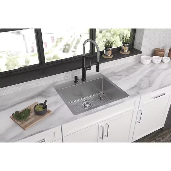 Elkay® Crosstown® ECTSR25229TBG2 Dual-Mount Kitchen Sink Kit, 2 -Hole, Stainless Steel, Polished Satin, Import thumbnail 4