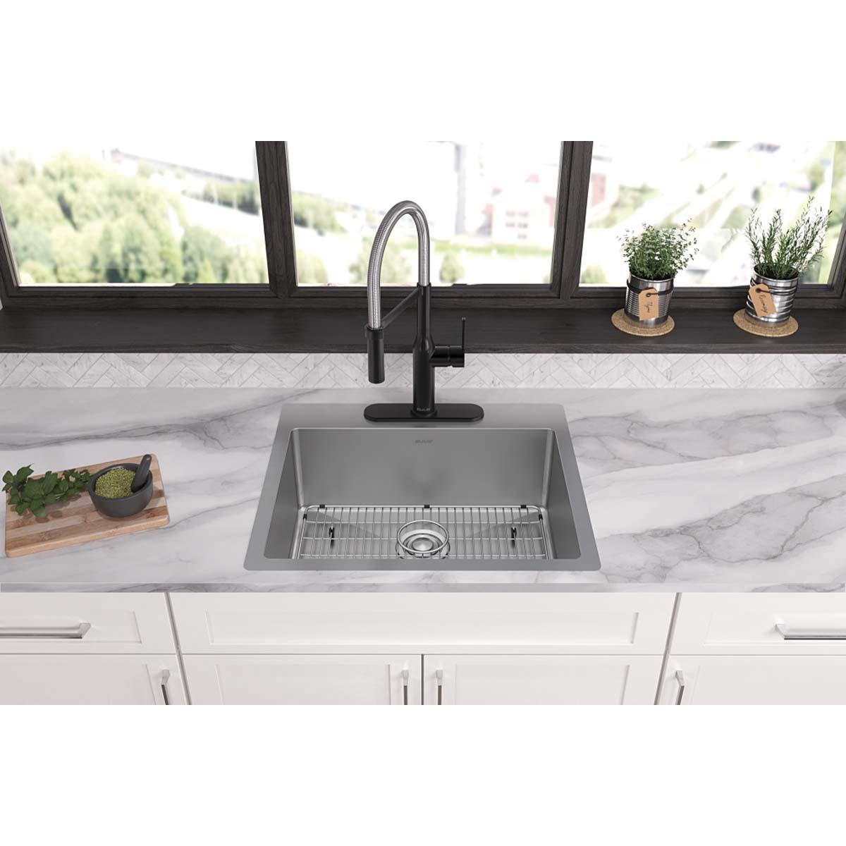 Elkay® Crosstown® ECTSR25229TBG3 Sink Kit, Rectangular, 3 -Hole, Stainless Steel, Polished Satin, Import thumbnail 3