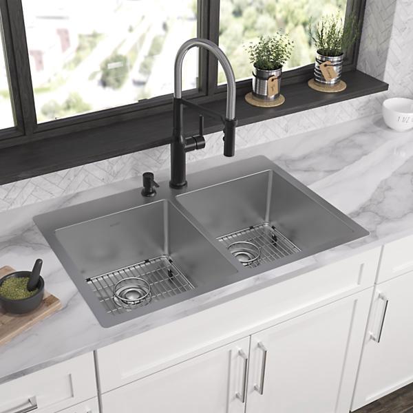 Elkay® Crosstown® ECTSR33229TBG2 Dual-Mount Sink Kit, Stainless Steel thumbnail 4