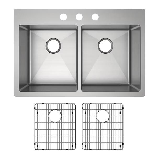 Elkay® Crosstown® ECTSR33229TBG3 Dual-Mount Kitchen Sink Kit, 3 -Hole, Stainless Steel, Polished Satin, Import thumbnail 4