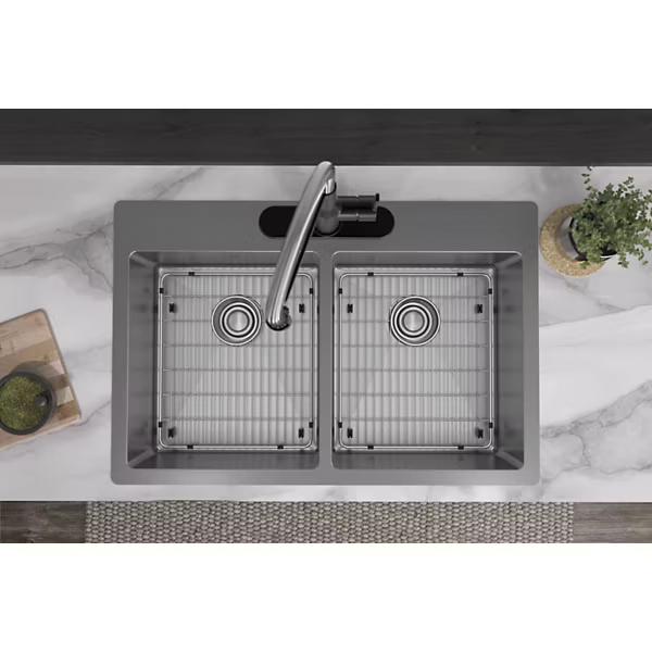 Elkay® Crosstown® ECTSR33229TBG3 Dual-Mount Kitchen Sink Kit, 3 -Hole, Stainless Steel, Polished Satin, Import thumbnail 3