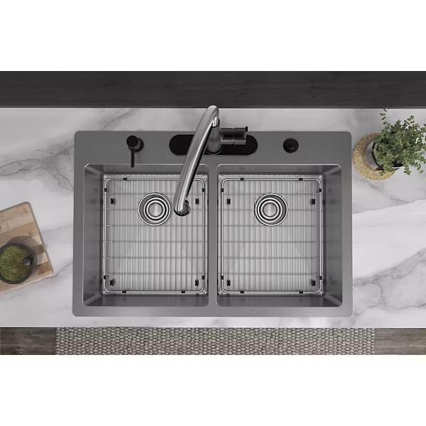 Elkay® Crosstown® ECTSR33229TBG5 Dual-Mount Kitchen Sink Kit, 5 -Hole, Stainless Steel, Polished Satin, Import thumbnail 3