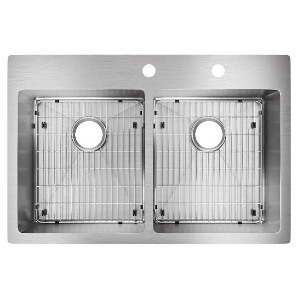 Elkay® Crosstown® ECTSR33229TBGFR2 Kitchen Sink Kit, 2-Hole, 304 Stainless Steel, Polished Satin, Import thumbnail 3