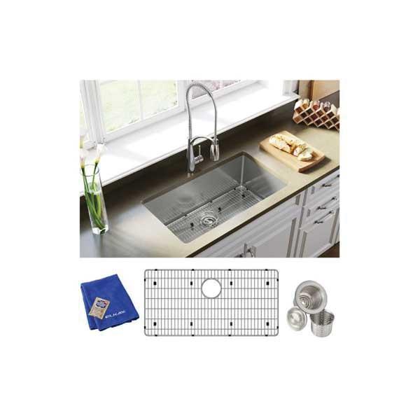 Elkay® Crosstown® EFRU311610TC Kitchen Sink, Rectangular, 304 Stainless Steel, Polished Satin, Import thumbnail 2