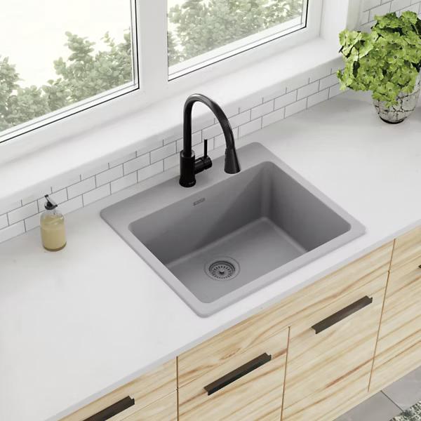Elkay® Classic® ELG2522GY0 Kitchen Sink, Quartz, Gray, Import