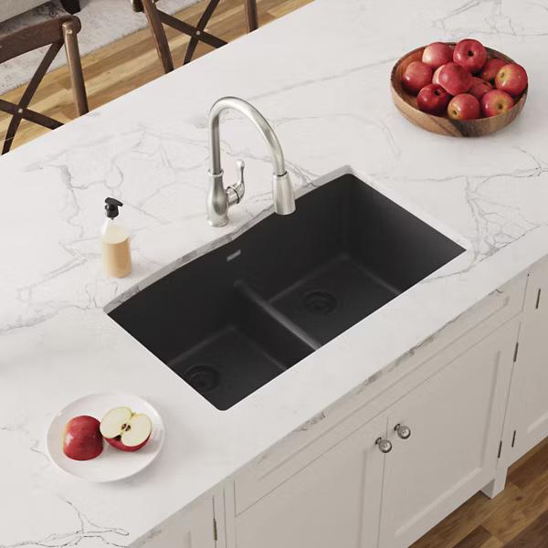 Elkay® Classic® ELGDULB3322BK0 Kitchen Sink With Aqua Divide, Quartz, Black, Import thumbnail 4