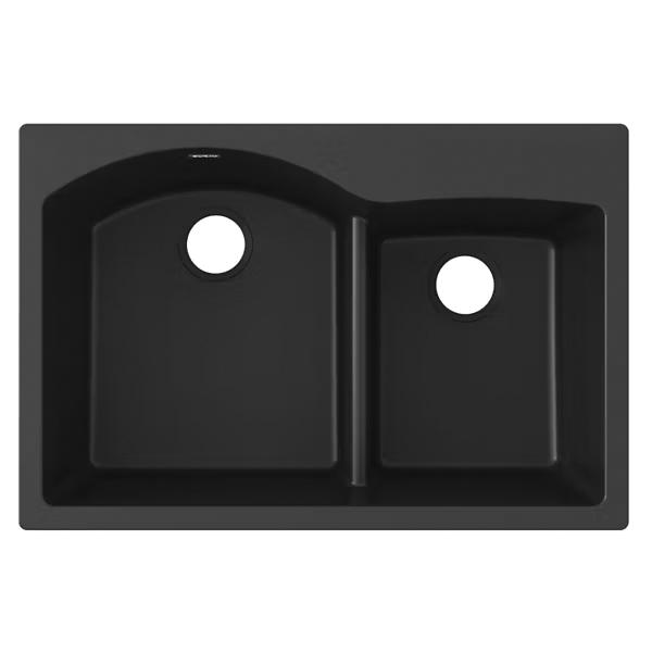 Elkay® Classic® ELGH3322RBK0 Kitchen Sink With Aqua Divide, Quartz, Black, Import thumbnail 2