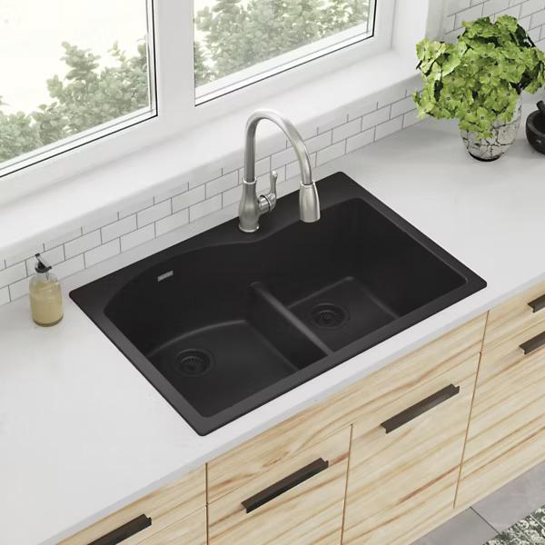 Elkay® Classic® ELGH3322RBK0 Kitchen Sink With Aqua Divide, Quartz, Black, Import thumbnail 3