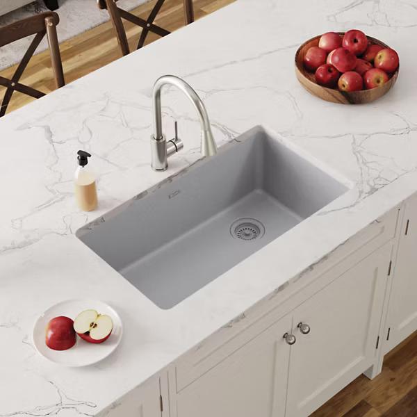 Elkay® Classic® ELGU13322GS0 Kitchen Sink, Quartz, Greystone, Import