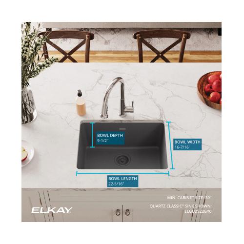 Elkay® ELGU2522GY0 Kitchen Sink, Quartz, Dusk Gray thumbnail 4