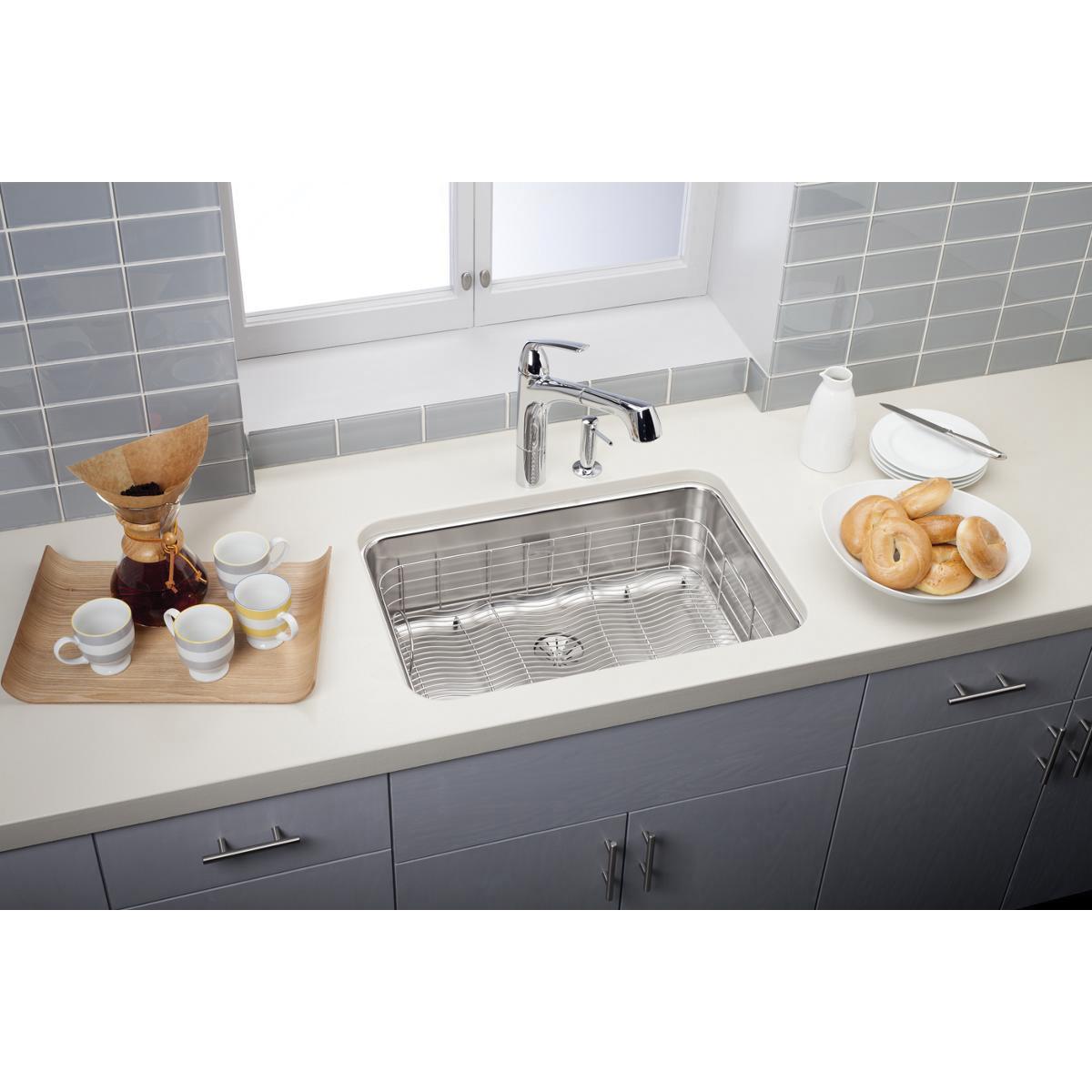 Elkay® Lustertone™ Classic ELUH2416PD Under-Mount Sink, Rectangular, 304 Stainless Steel, Lustrous Satin, Domestic