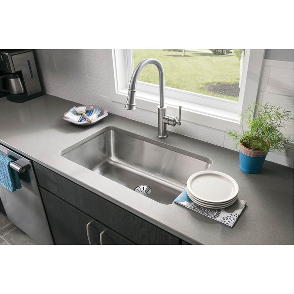 Elkay® Lustertone™ Classic ELUH281610PD Under-Mount Sink, Rectangular, 304 Stainless Steel, Lustrous Satin, Domestic thumbnail 4