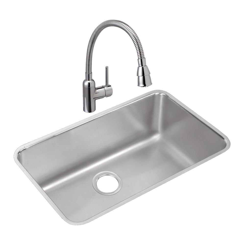 Elkay® Lustertone® Classic ELUH281610 Kitchen Sink, Rectangular, Stainless Steel, Lustrous Satin, Domestic