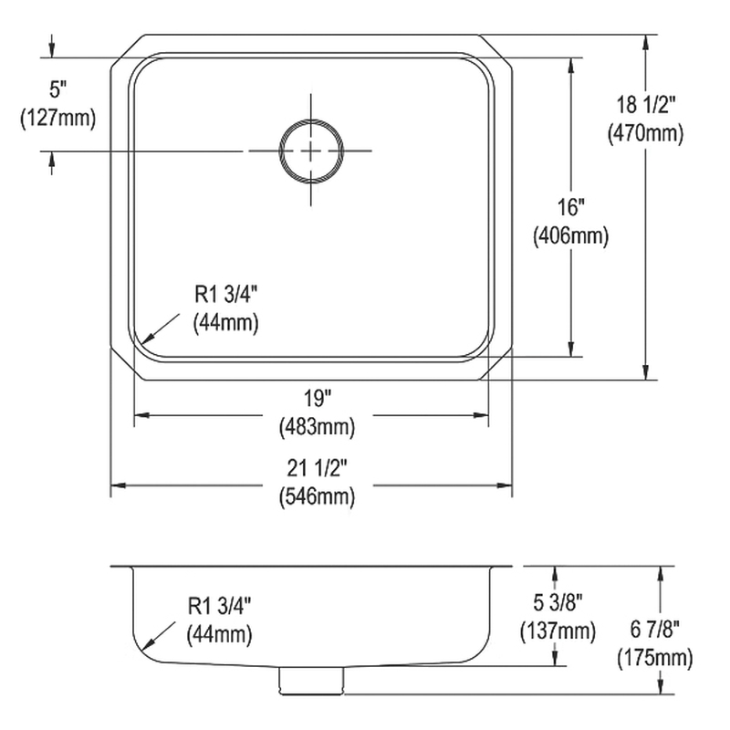 Elkay® Lustertone ELUHAD191655PD Kitchen Sink With Perfect Drain®, Rectangular, Stainless Steel, Lustrous Satin thumbnail 4
