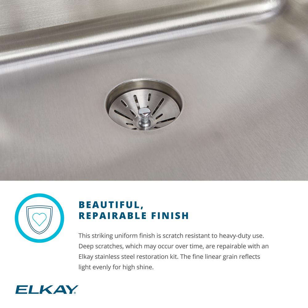 Elkay® Lustertone™ Classic ELUHAD211555 Kitchen Sink, Rectangular, 304 Stainless Steel, Lustrous Satin, Domestic