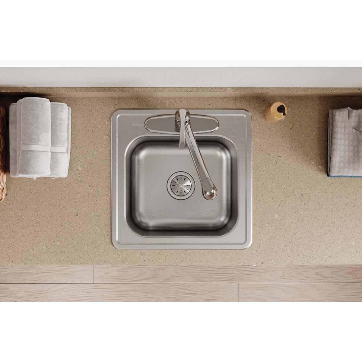 Elkay® Celebrity ESE2020103 Laundry Sink, 20 in L, 20 in W, 10.13 in H, Drop-In Mounting, 304 Stainless Steel thumbnail 4