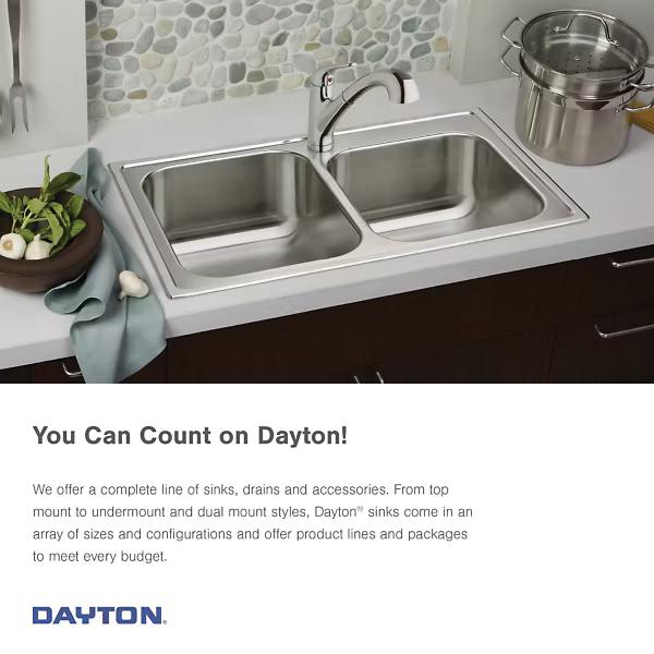 Elkay® Dayton® GE125224 Kitchen Sink, 4 -Hole, Stainless Steel, Satin, Domestic thumbnail 2