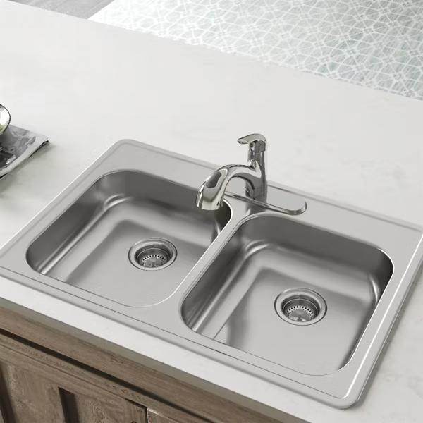 Elkay® Dayton® GE233223 Kitchen Sink, 3 -Hole, Stainless Steel, Satin, Domestic thumbnail 2