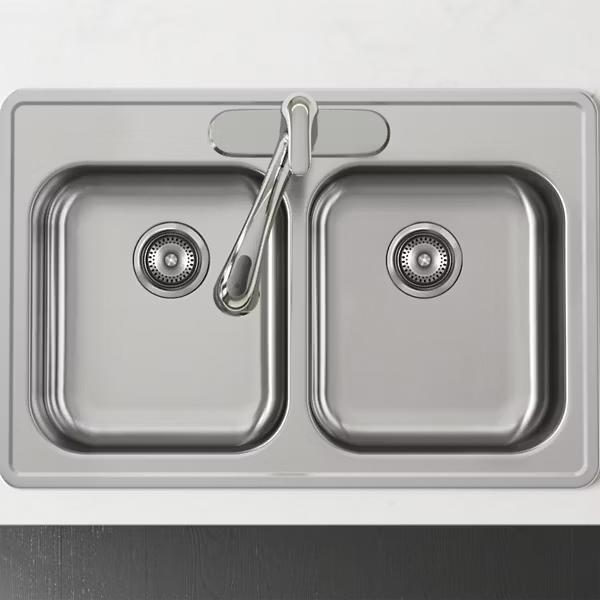 Elkay® Dayton® GE233223 Kitchen Sink, 3 -Hole, Stainless Steel, Satin, Domestic