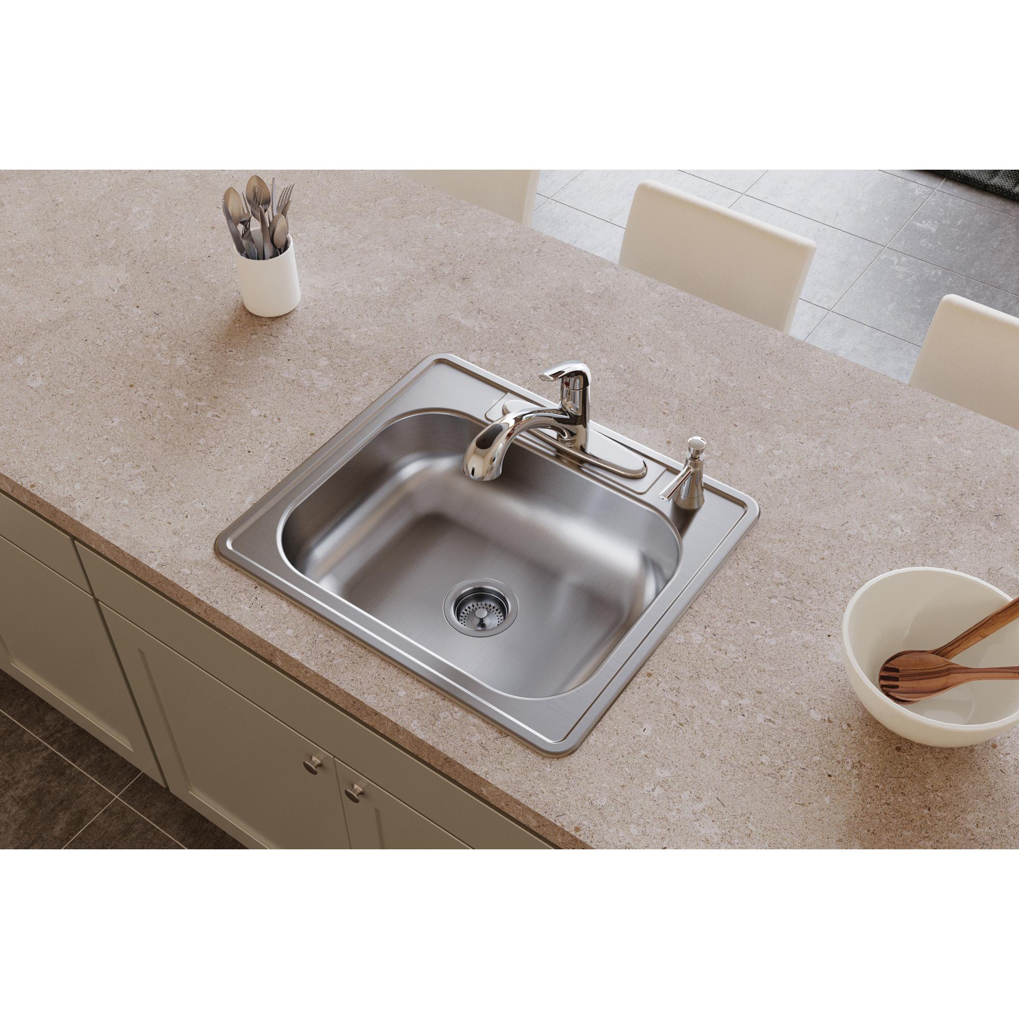 Elkay® Kingsford K125224 Sink, Rectangular, 4 -Hole, Stainless Steel, Satin, Domestic thumbnail 2