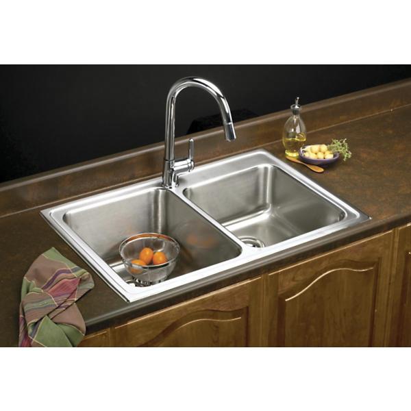Elkay® Lustertone® Classic LGR33224 Kitchen Sink, 4-Hole, Stainless Steel, Lustrous Satin, Domestic thumbnail 3