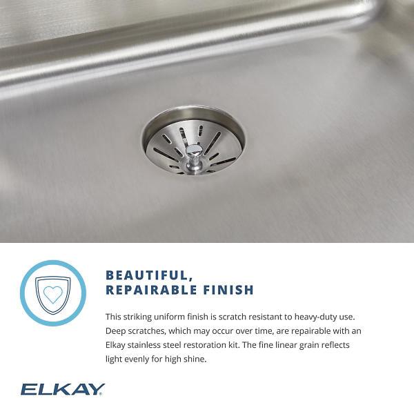 Elkay® Lustertone® Classic LGR33224 Kitchen Sink, 4-Hole, Stainless Steel, Lustrous Satin, Domestic thumbnail 2