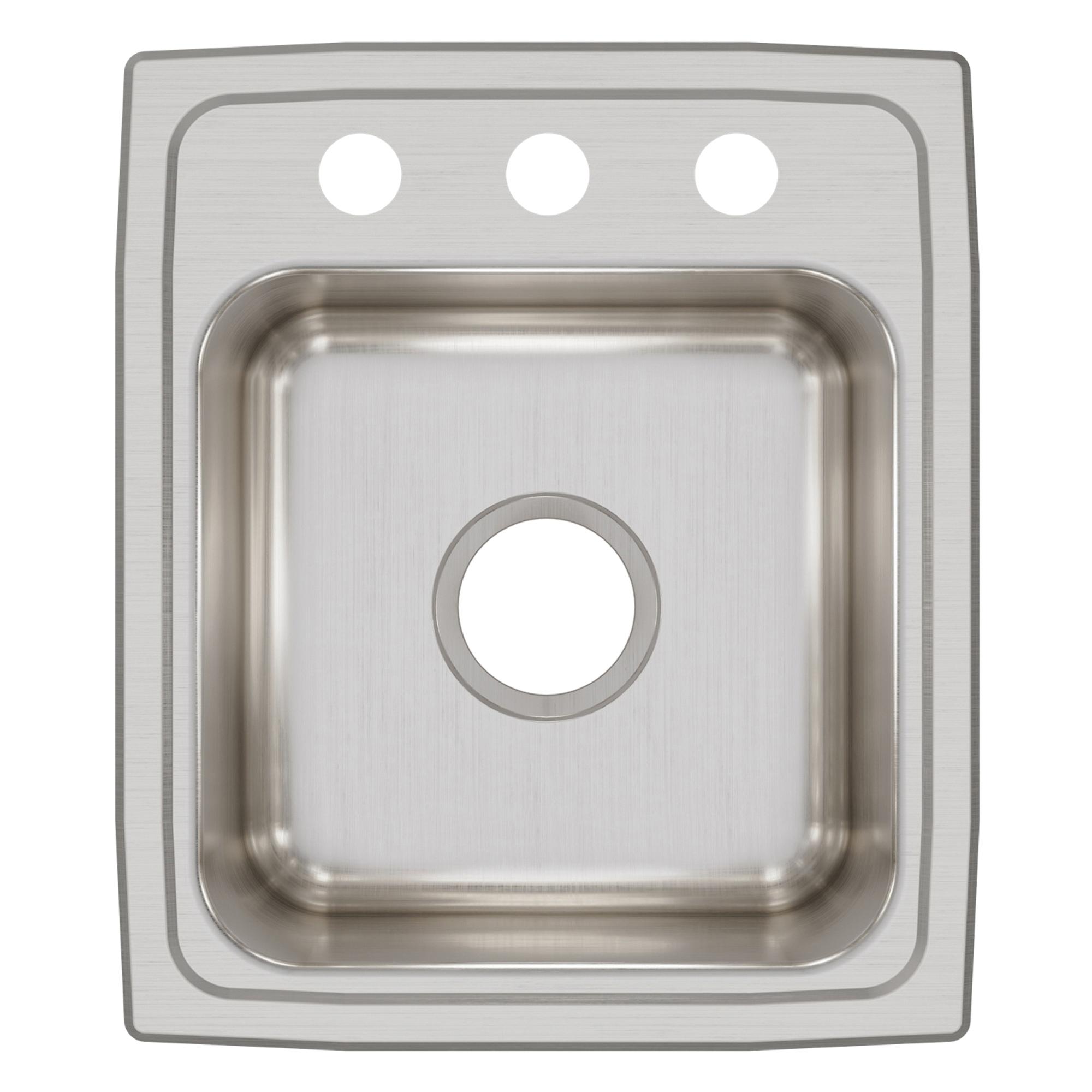 Elkay® Lustertone™ Classic LR15173 Sink, Square, 3 -Hole, Stainless Steel, Lustrous Satin, Domestic thumbnail 2
