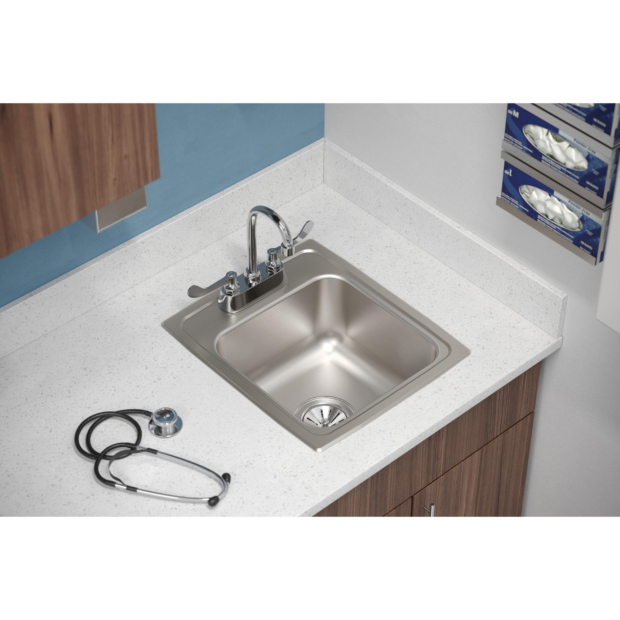Elkay® Lustertone™ Classic LR15173 Sink, Square, 3 -Hole, Stainless Steel, Lustrous Satin, Domestic thumbnail 4