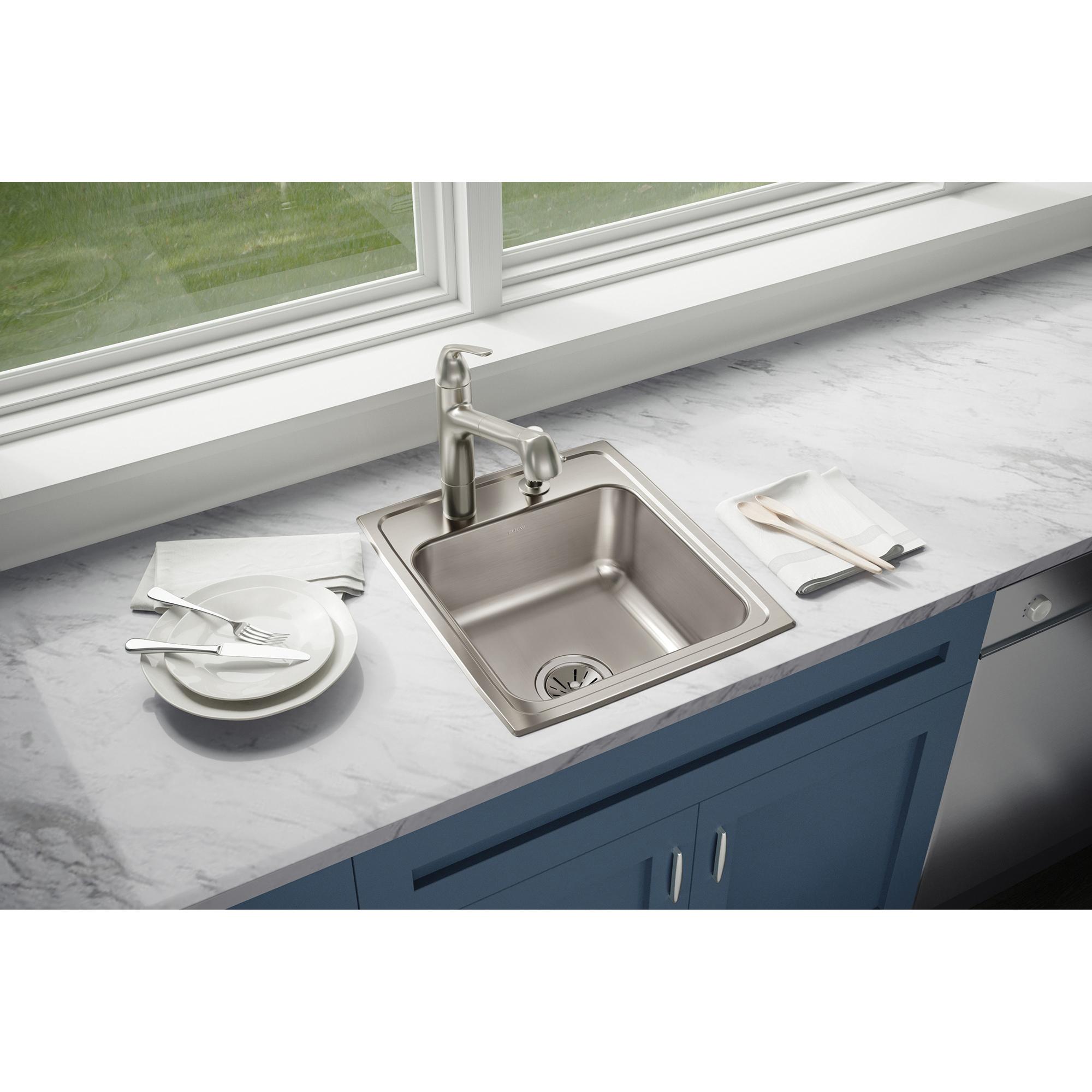 Elkay® Lustertone™ Classic LR17203 Sink, Square, 3 -Hole, Stainless Steel, Lustrous Satin, Domestic thumbnail 3