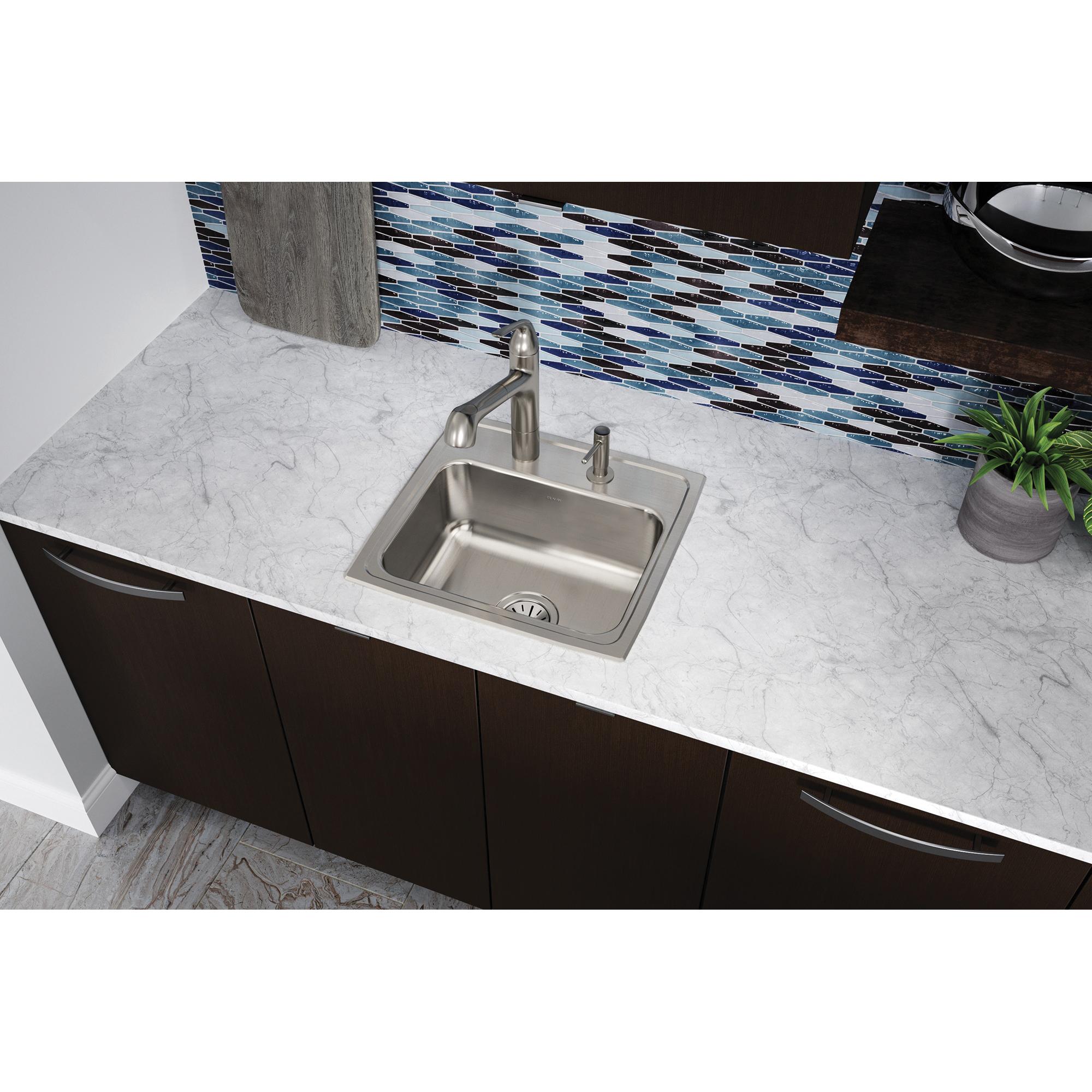 Elkay® Lustertone™ Classic LR19183 Sink, Rectangular, 3 -Hole, Stainless Steel, Lustrous Satin, Domestic thumbnail 3