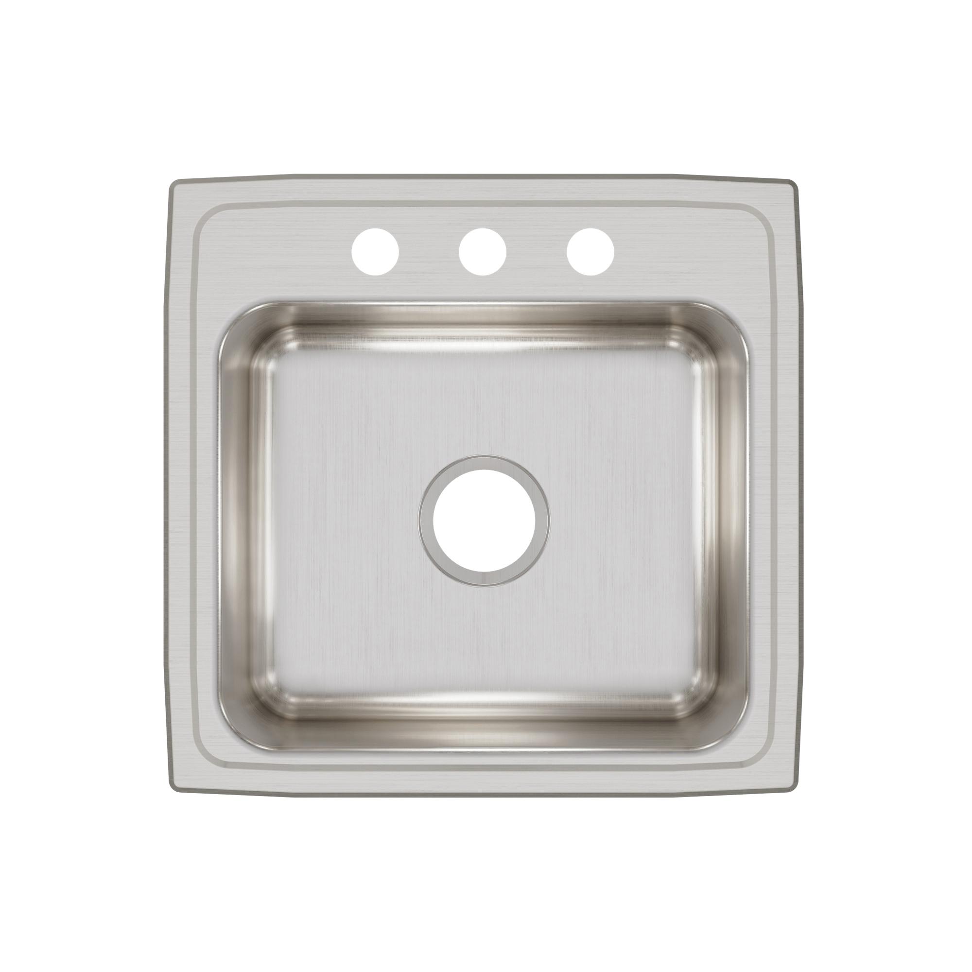 Elkay® Lustertone™ Classic LR19193 Sink, Rectangular, 3 -Hole, Stainless Steel, Lustrous Satin, Domestic