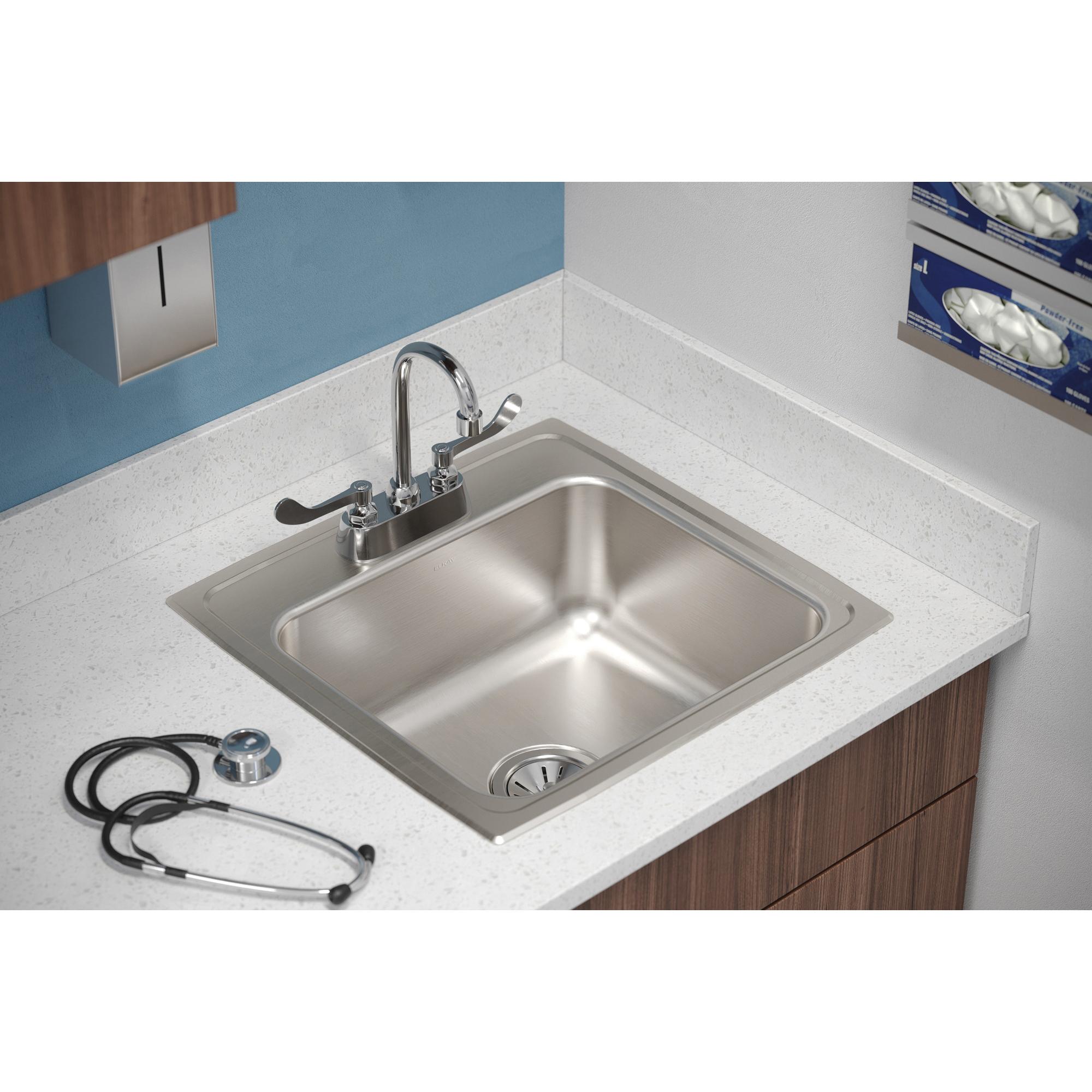 Elkay® Lustertone™ Classic LR19193 Sink, Rectangular, 3 -Hole, Stainless Steel, Lustrous Satin, Domestic thumbnail 2