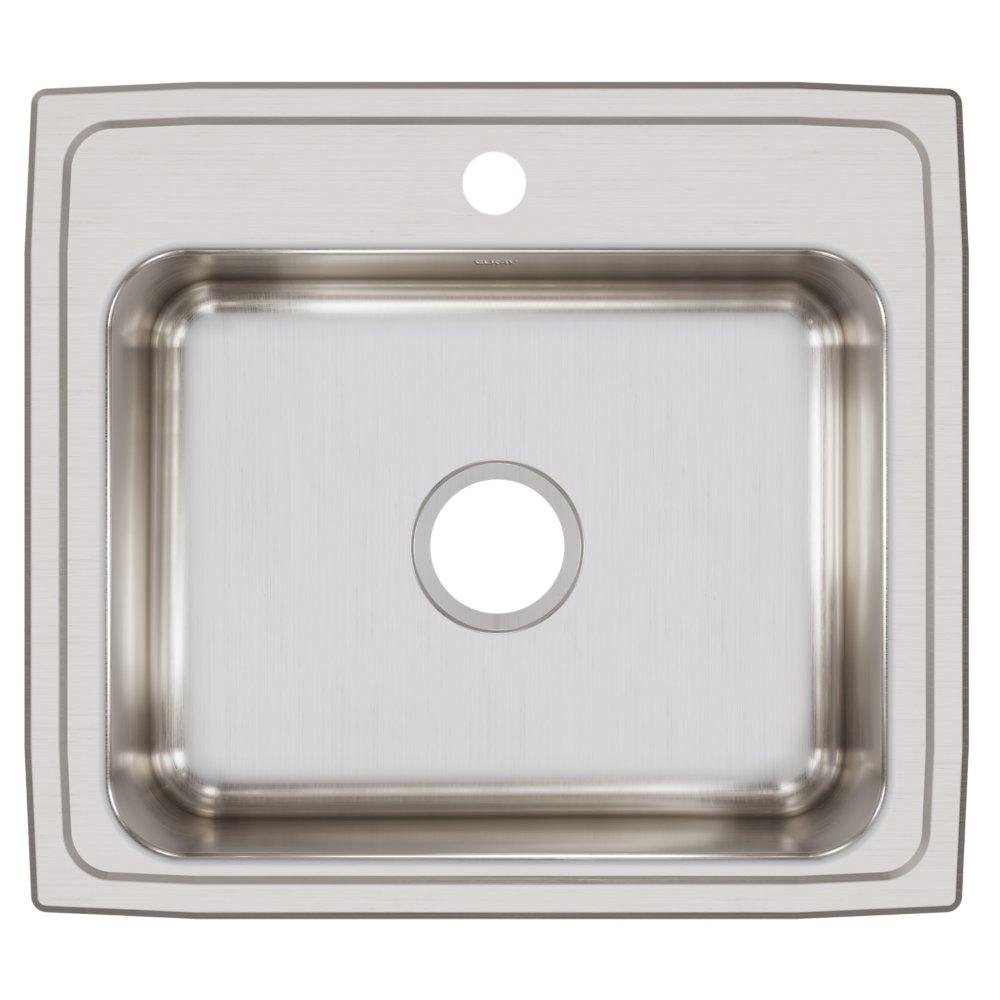 Elkay® Lustertone® Classic LR22191 Kitchen Sink, 1-Hole, Stainless Steel, Lustrous Satin, Domestic