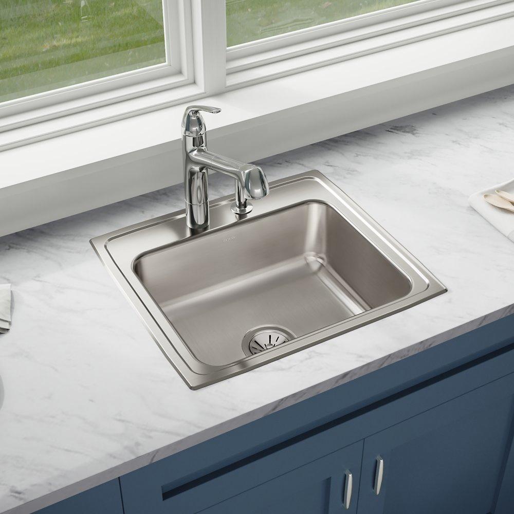 Elkay® Lustertone® Classic LR22191 Kitchen Sink, 1-Hole, Stainless Steel, Lustrous Satin, Domestic thumbnail 3