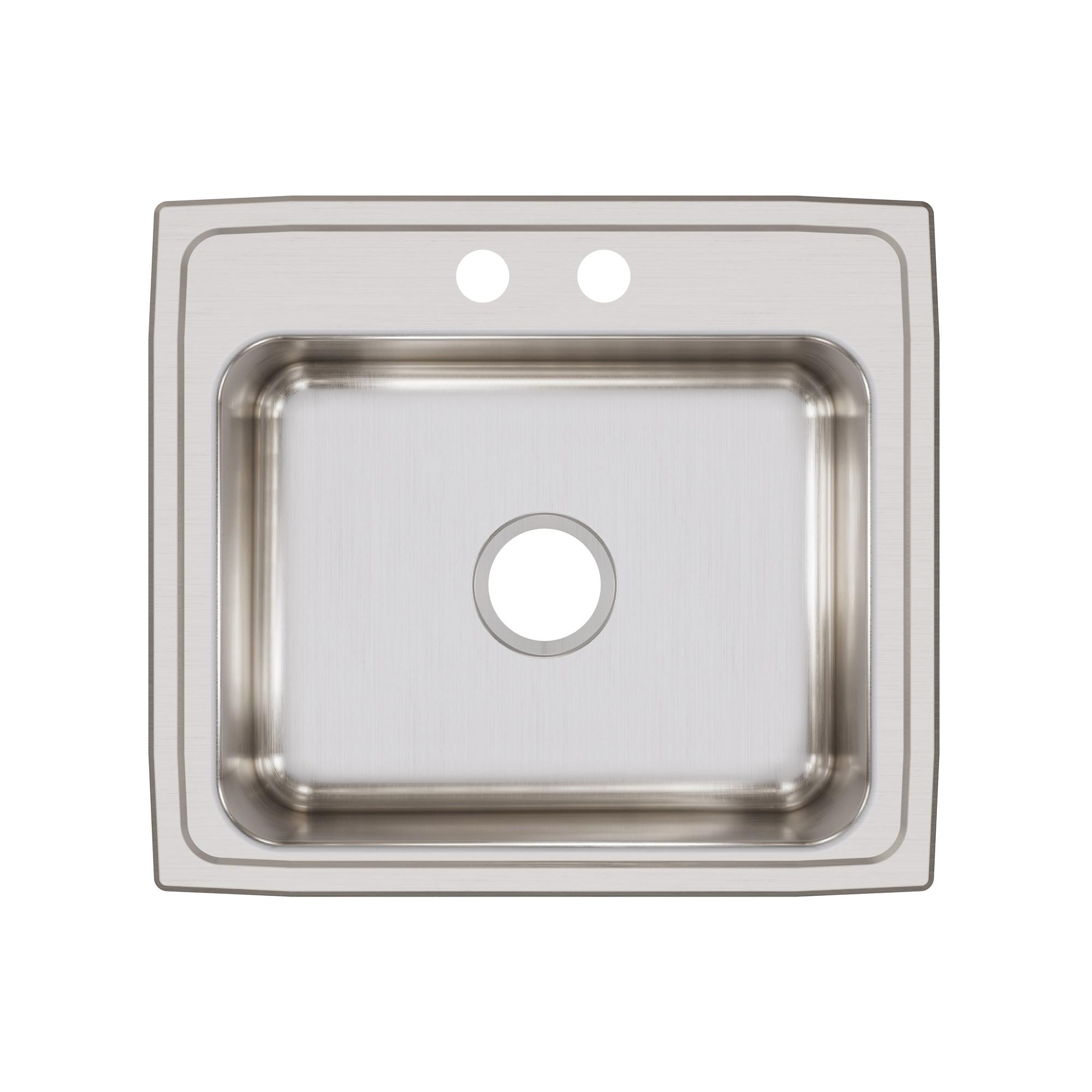 Elkay® Lustertone™ Classic LR22192 Sink, Rectangular, 2 -Hole, Stainless Steel, Lustrous Satin, Domestic
