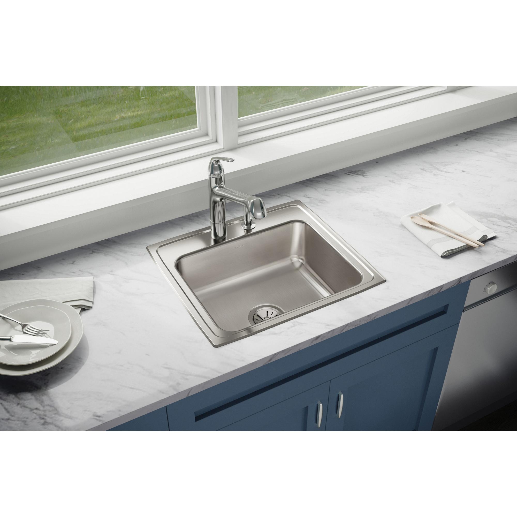 Elkay® Lustertone™ Classic LR22192 Sink, Rectangular, 2 -Hole, Stainless Steel, Lustrous Satin, Domestic thumbnail 4
